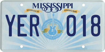 MS license plate YER018