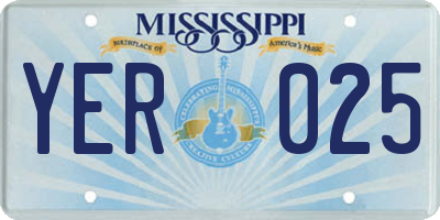 MS license plate YER025