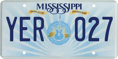 MS license plate YER027