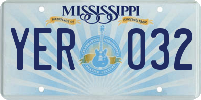 MS license plate YER032