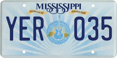 MS license plate YER035