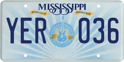 MS license plate YER036
