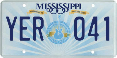 MS license plate YER041