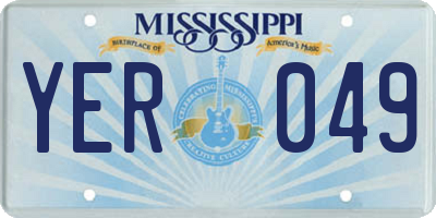 MS license plate YER049