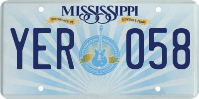 MS license plate YER058