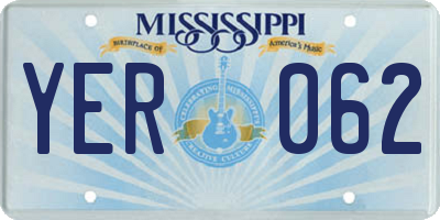 MS license plate YER062