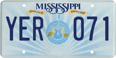 MS license plate YER071