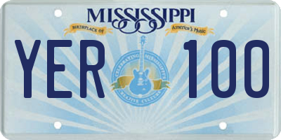 MS license plate YER100