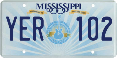 MS license plate YER102