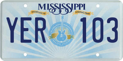 MS license plate YER103