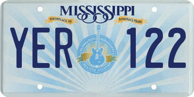 MS license plate YER122
