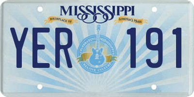 MS license plate YER191