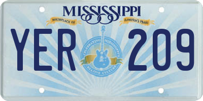 MS license plate YER209