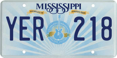 MS license plate YER218