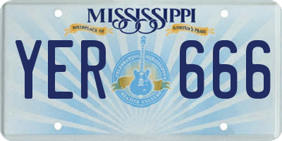 MS license plate YER666