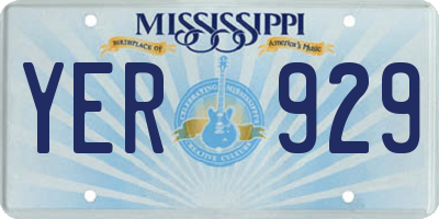 MS license plate YER929