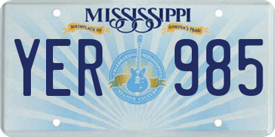 MS license plate YER985