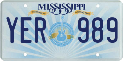 MS license plate YER989