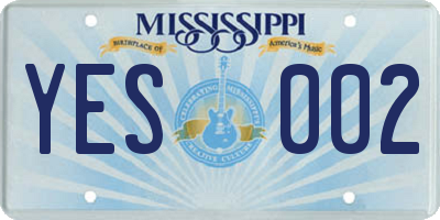 MS license plate YES002