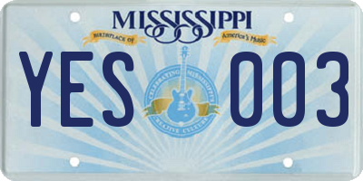 MS license plate YES003