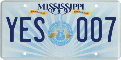 MS license plate YES007