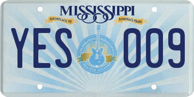 MS license plate YES009