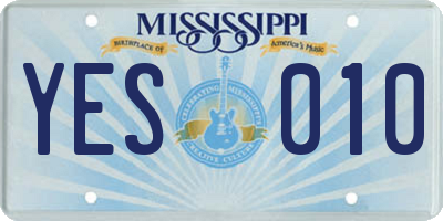 MS license plate YES010