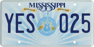MS license plate YES025