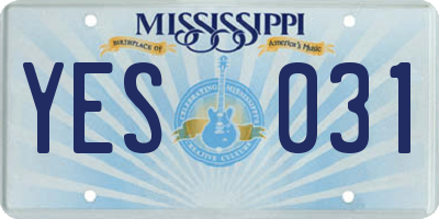 MS license plate YES031