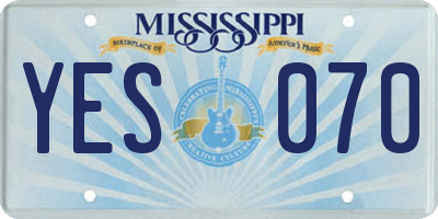 MS license plate YES070