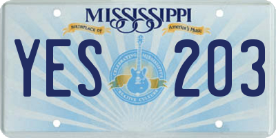 MS license plate YES203