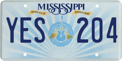 MS license plate YES204