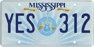 MS license plate YES312