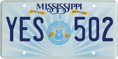MS license plate YES502