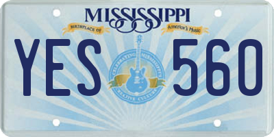 MS license plate YES560