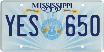 MS license plate YES650