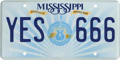 MS license plate YES666