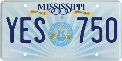 MS license plate YES750