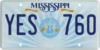 MS license plate YES760