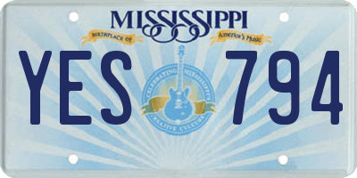 MS license plate YES794