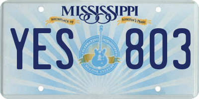 MS license plate YES803
