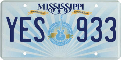 MS license plate YES933