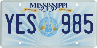 MS license plate YES985