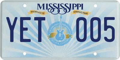 MS license plate YET005