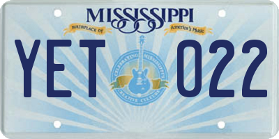 MS license plate YET022