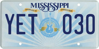 MS license plate YET030