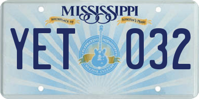 MS license plate YET032