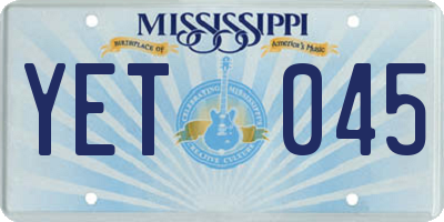 MS license plate YET045