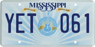 MS license plate YET061