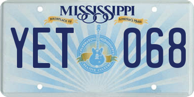 MS license plate YET068